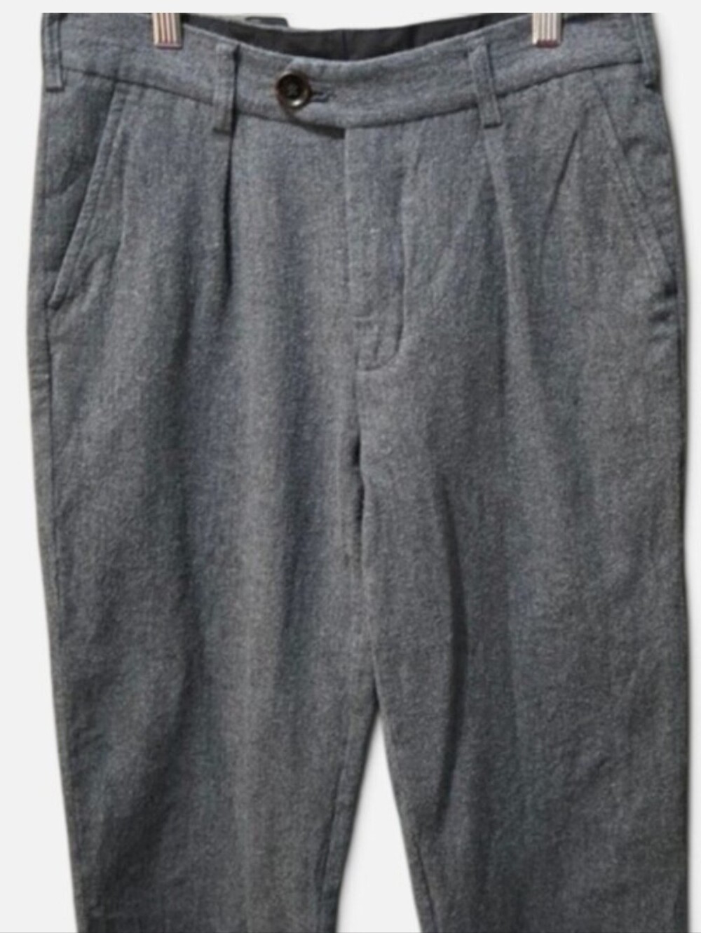 Oliver Spencer 100% Cotton Pleated Trousers Gray Men's Size 30 Made in Portugal